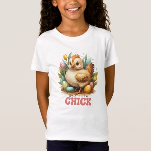Watercolor one cute chick Easter eggs  T_Shirt