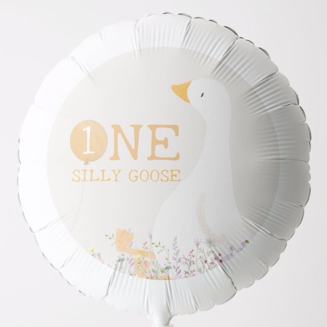 Watercolor One Silly Goose 1st Birthday  Balloon (Front)