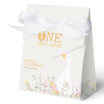 Watercolor One Silly Goose Wildflower 1st Birthday Favor Boxes