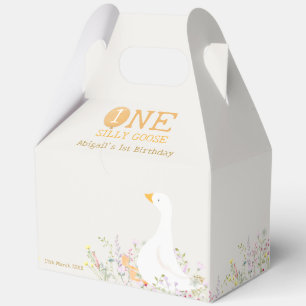Watercolor One Silly Goose Wildflower 1st Birthday Favor Boxes
