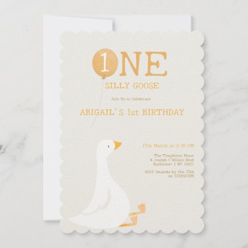 Watercolor One Silly Goose Wildflower 1st Birthday Invitation