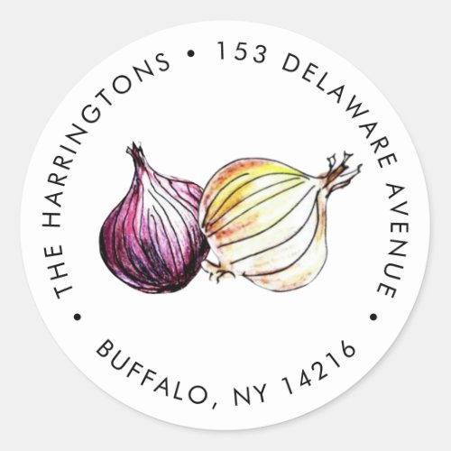 Watercolor Onions Hand_Drawn Boho Fall Harvest Classic Round Sticker