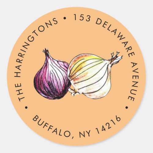 Watercolor Onions Hand_Drawn Boho Terracotta Classic Round Sticker