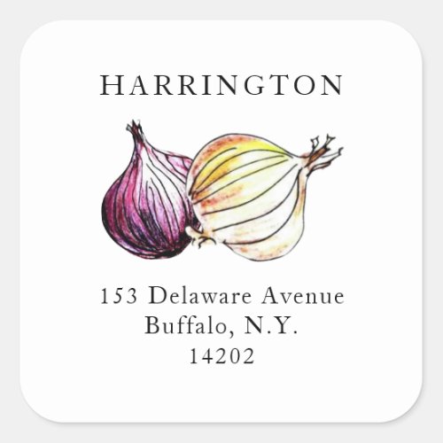 Watercolor Onions Hand_Drawn Return Address Label