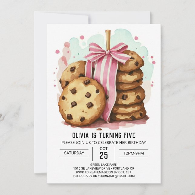 Watercolor Online Whimsical Cookies Birthday Invitation (Front)