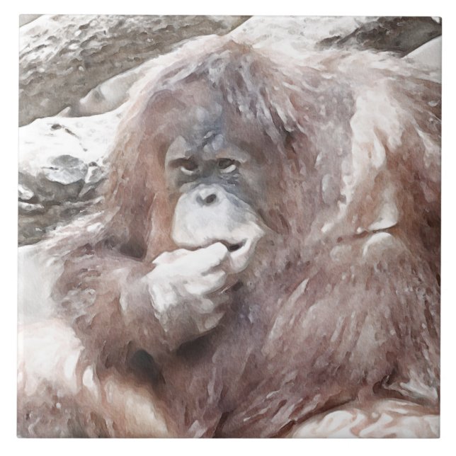 Watercolor Orang 2 Ceramic Tile (Front)