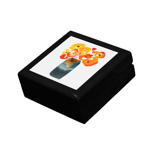 Watercolor orange and red poppies gift box