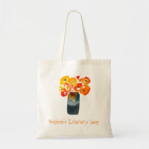 Watercolor orange and red poppies tote bag