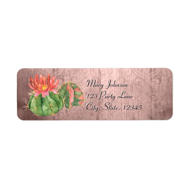 Watercolor Orange Blooming Cactus Label (Front)