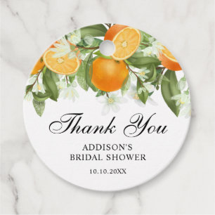 Watercolor Orange Blossom Bridal Shower Thank You Favor Tags