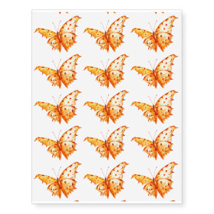 Watercolor orange butterfly temporary tattoo