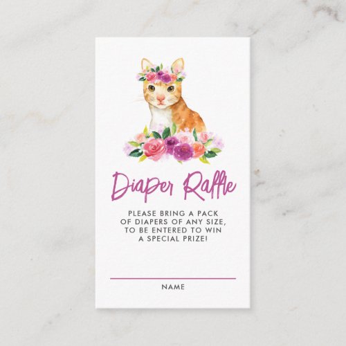 Watercolor Orange Cat Purple Diaper Raffle Game Enclosure Card