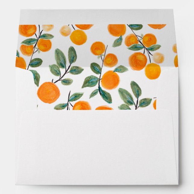 Watercolor Orange Citrus Custom Bridal Shower Invi Envelope (Back (Bottom))