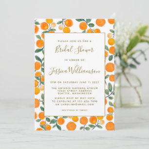 Watercolor Orange Citrus Custom Bridal Shower Invi Invitation