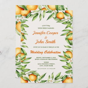 Watercolor Orange Citrus Fruit Botanical Wedding Invitation