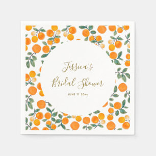 Watercolor Orange Citrus Pattern Bridal Shower Napkins