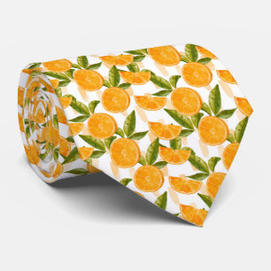 Watercolor Orange Citrus Pattern Neck Tie