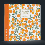 Watercolor Orange Citrus Personalized Recipe 3 Ring Binder<br><div class="desc">Stylish fruit pattern watercolor paintings with oranges and leaves.</div>