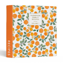 Watercolor Orange Citrus Personalized Recipe 3 Ring Binder