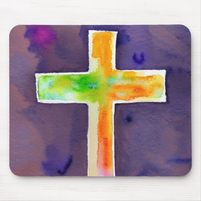 Watercolor Orange Cross Mousepad (Front)