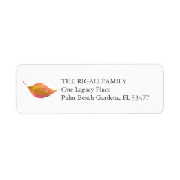Watercolor Orange Fall Leaves Return Address Label