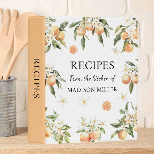 Watercolor Orange Floral Botanical Family Recipe Mini Binder