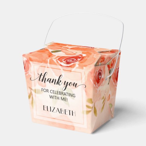 Watercolor Orange Floral Party Favor Boxes