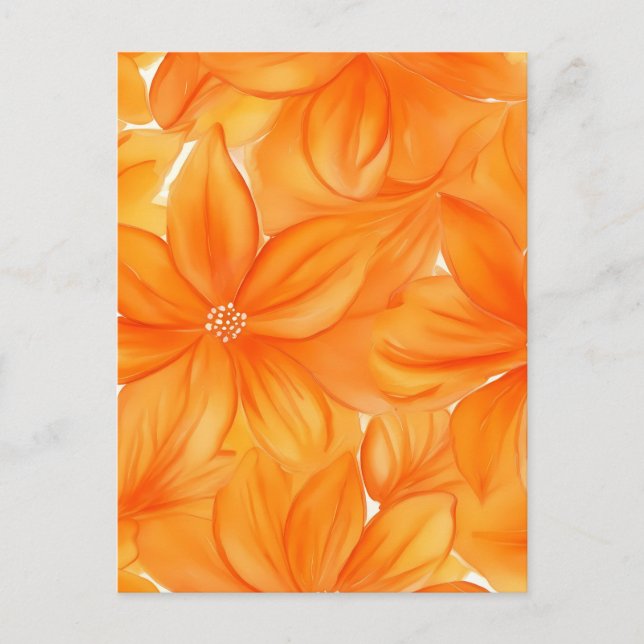 Watercolor orange floral vibrant botanical postcard (Front)