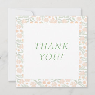 Watercolor Orange Floral Wedding Thank You Card