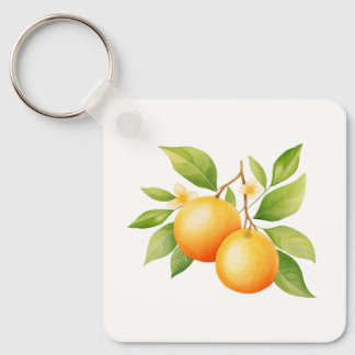 Watercolor Orange Flower Keychain