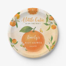 Watercolor Orange & Flowers Baby Shower