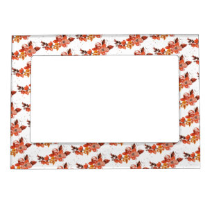 Watercolor orange flowers magnetic frame