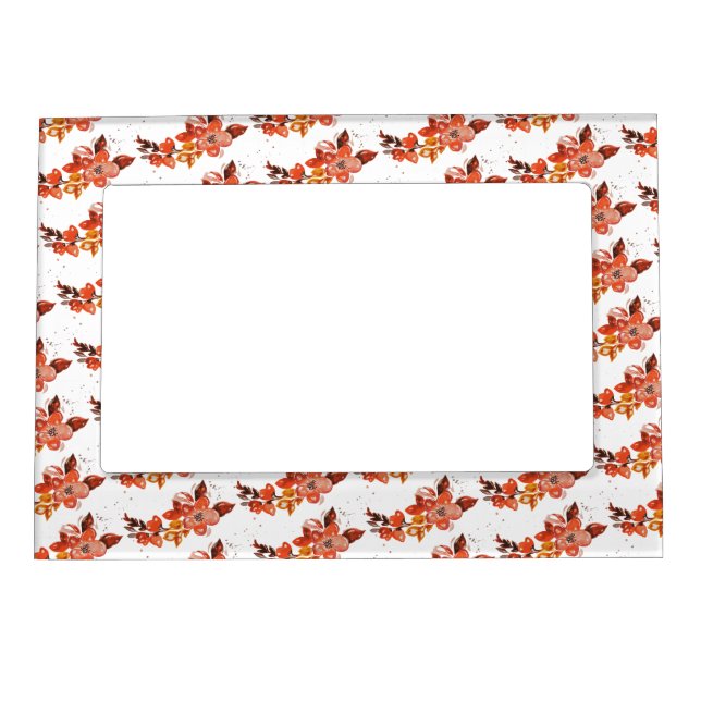 Watercolor orange flowers magnetic frame (Front)