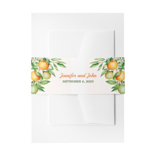 Watercolor Orange Fruit Botanical Invitation Belly Band