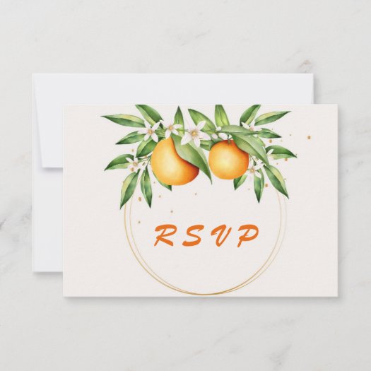 Watercolor Orange Fruit Botanical Wedding RSVP Card