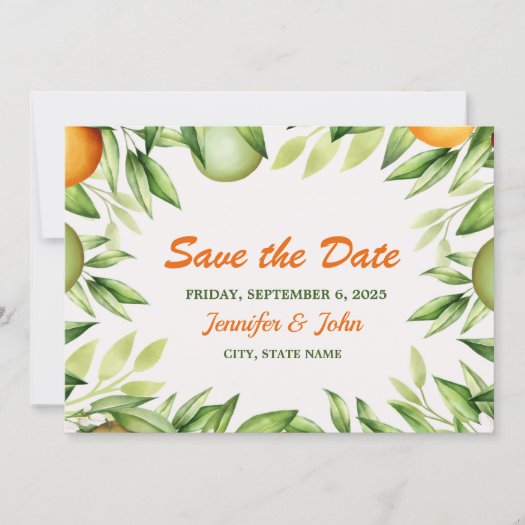 Watercolor Orange Fruit Botanical Wedding