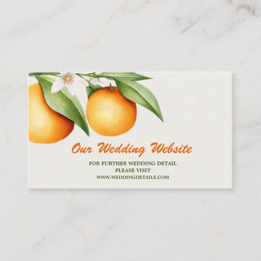 Watercolor Orange Fruit Botanical Wedding Website Enclosure Card