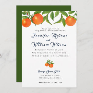 Watercolor Orange fruit wedding invitation