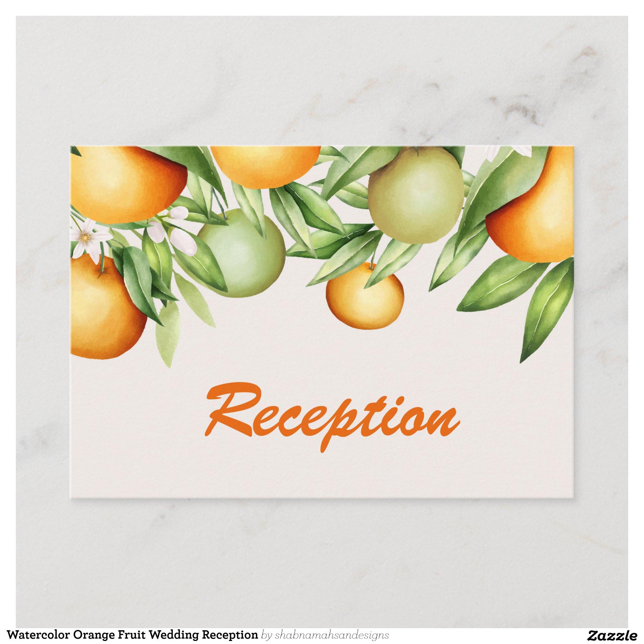 Watercolor Orange Fruit Wedding Reception Enclosure Card