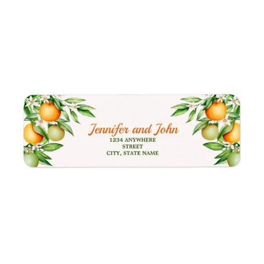 Watercolor Orange Fruit Wedding Return Address Label