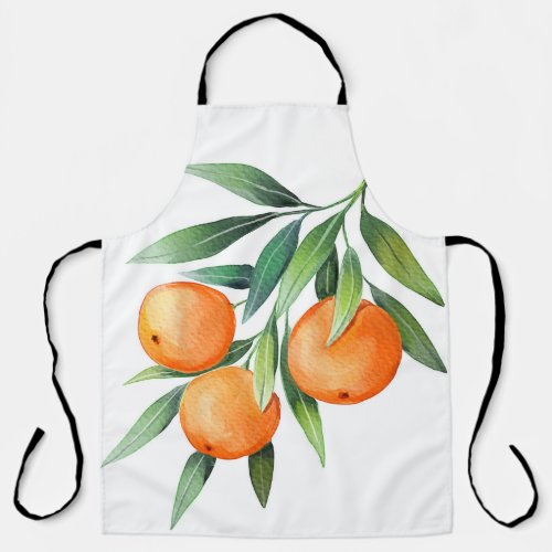Watercolor Orange Fruits Branches Isolated Apron