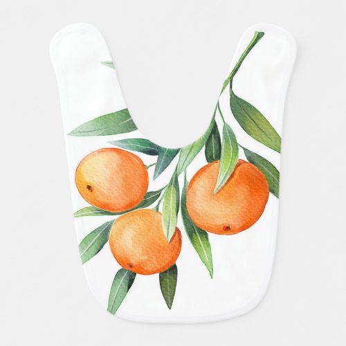 Watercolor Orange Fruits Branches Isolated Baby Bib