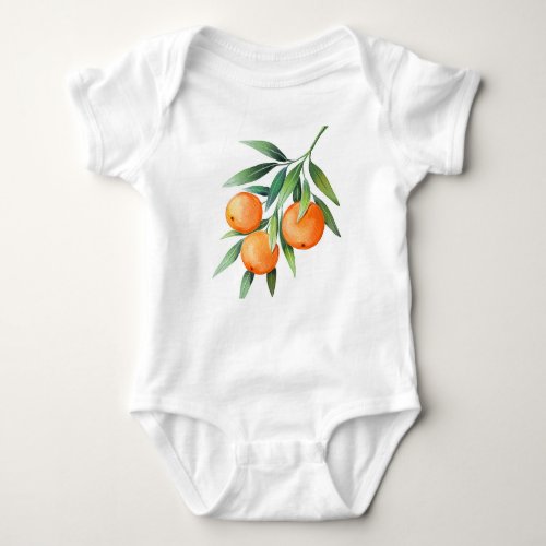 Watercolor Orange Fruits Branches Isolated Baby Bodysuit