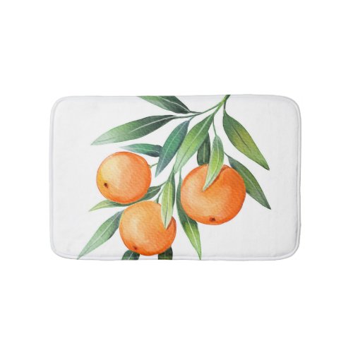 Watercolor Orange Fruits Branches Isolated Bath Mat