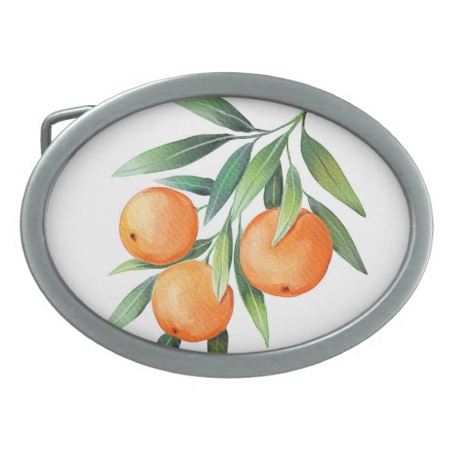 Watercolor Orange Fruits Branches Isolated Belt Buckle