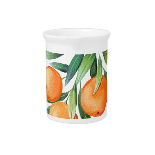 Watercolor Orange Fruits Branches Isolated Beverage Pitcher