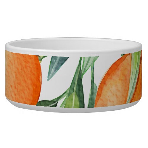 Watercolor Orange Fruits Branches Isolated Bowl