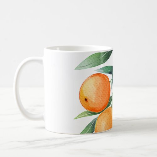 Watercolor Orange Fruits Branches Isolated Coffee Mug