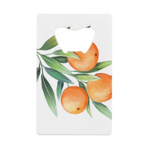 Watercolor Orange Fruits Branches Isolated Credit Card Bottle Opener
