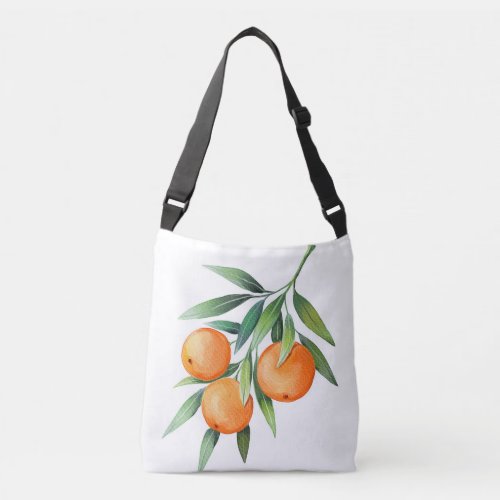Watercolor Orange Fruits Branches Isolated Crossbody Bag